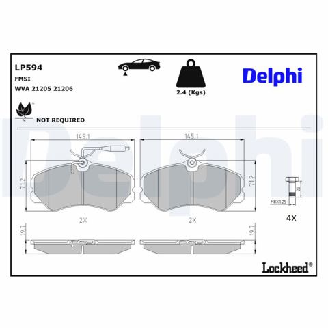 Тормозные колодки LP594 DELPHI