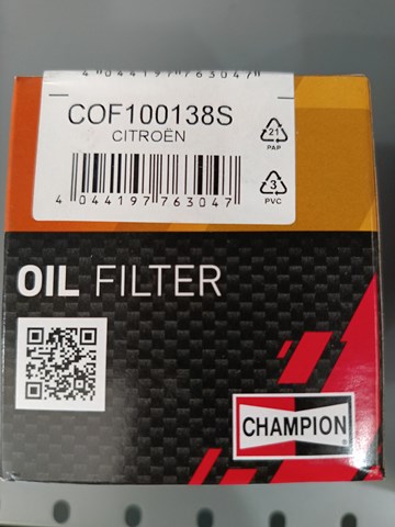 CHAMPION COF100138S Фильтр масляный в наличии Житомир