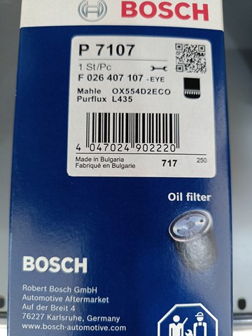 BOSCH F026407107 Фильтр масляный в наличии Житомир
