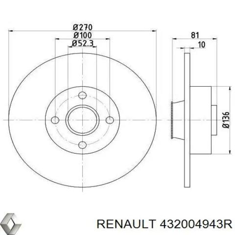 432004943R RENAULT Диск тормозной задний купить в Николаев