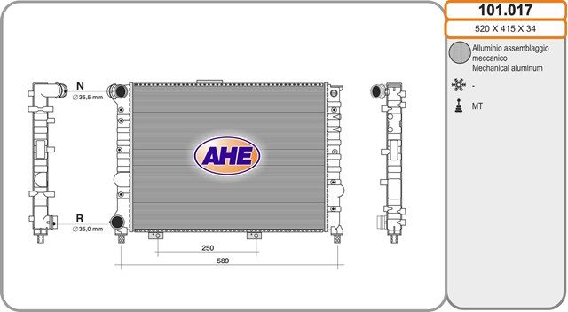Radiador de esfriamento de motor Alfa Romeo 156 932