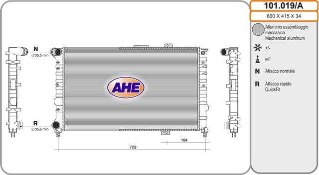 Radiador de esfriamento de motor 101019A AHE
