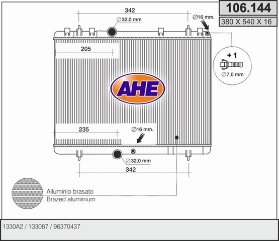 Radiador de esfriamento de motor 106144 AHE