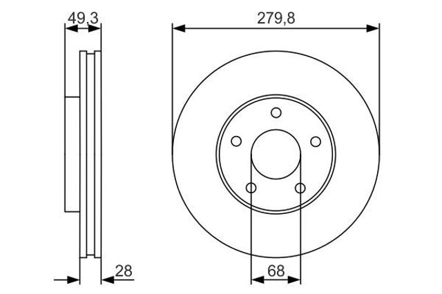 BOSCH 0986479R90 Передние тормозные диски в наличии Николаев