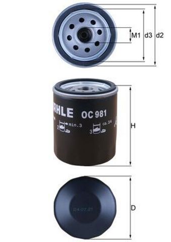 OC981 MAHLE Фильтр масляный купить в Хмельницкий