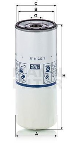W110201 MANN Фильтр масляный купить в Ужгород