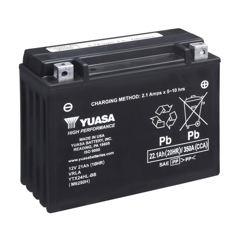 Мото yuasa 12v 22,1ah high performance mf vrla battery ytx24hl-bs(сухозаряжений)