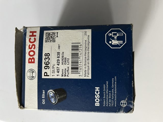 BOSCH P9638 Фильтр масляный в наличии Ужгород