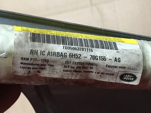 6H5270G155AG LAND ROVER Подушка безопасности (AIRBAG) шторка боковая правая купить в Сумы
