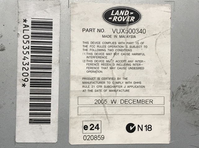 VUX500340 LAND ROVER Магнитола купить в Украина