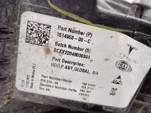 151495300C TESLA Правая фара купить в Черкассы