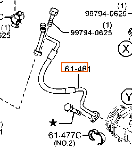 Трубка кондиционера от компрессора к радиатору BP8F61461A MAZDA