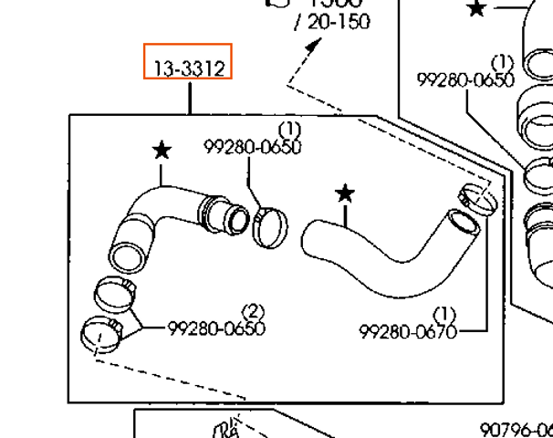 Патрубок интеркуллера Y6011333XD MAZDA