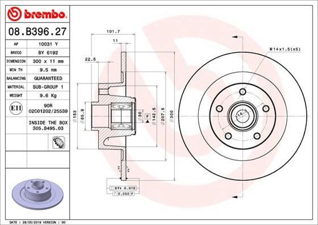 08B39627 BREMBO Диск тормозной задний купить в Ужгород
