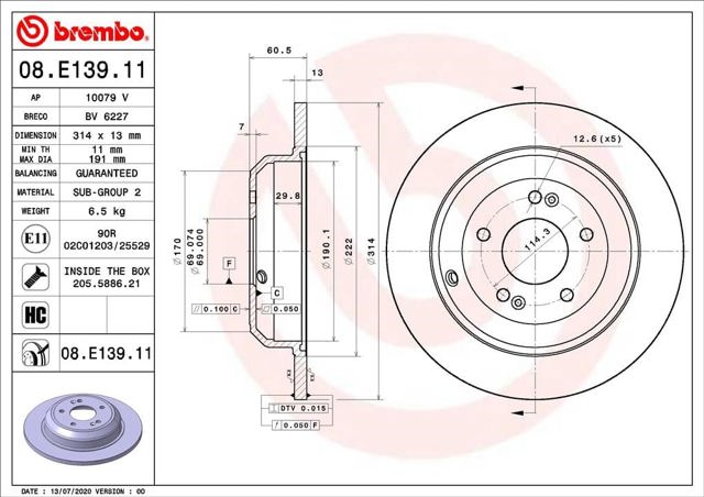 BREMBO 08E13911 Тормозные диски в наличии Ирпень