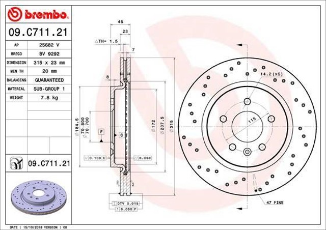 09C71121 BREMBO Тормозные диски купить в Николаев