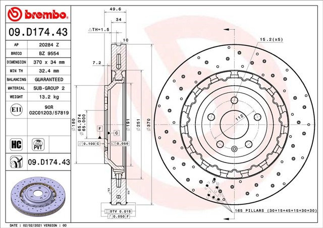 09D17443 BREMBO Передние тормозные диски купить в Запорожье