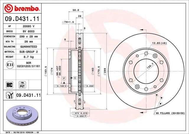 09D43111 BREMBO Диск тормозной передний купить в Киев