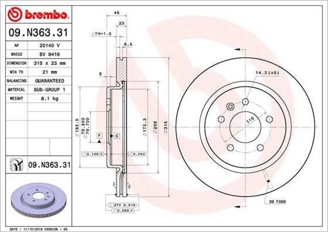 09N36331 BREMBO Тормозные диски купить в Черновцы