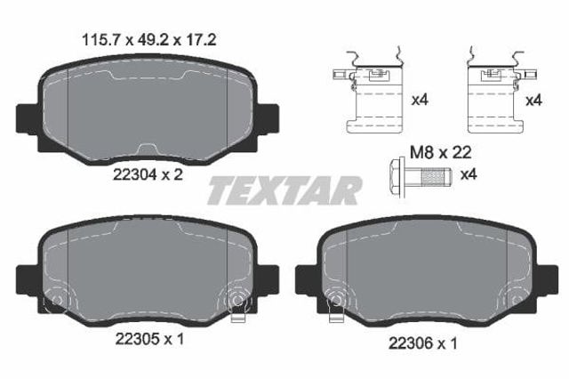 TEXTAR 2230401 Задние тормозные колодки в наличии Сумы