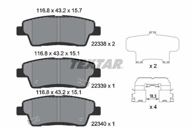 TEXTAR 2233801 Задние тормозные колодки в наличии Киев