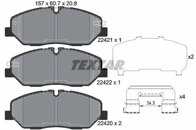 2242101 TEXTAR Колодки тормозные передние дисковые купить в Каменское