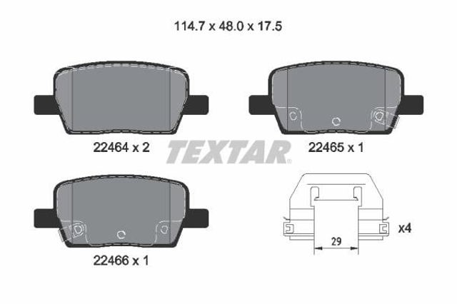 TEXTAR 2246401 Задние тормозные колодки в наличии Каменское