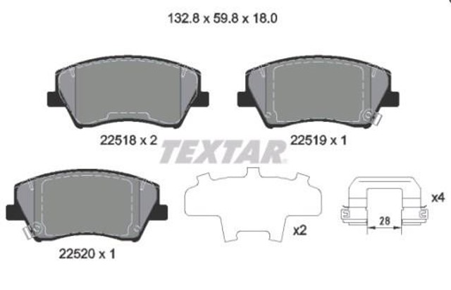 TEXTAR 2251801 Передние тормозные колодки в наличии Чернигов