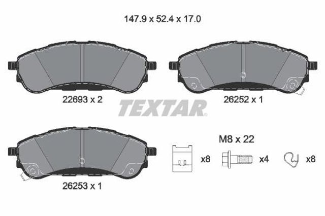 TEXTAR 2269301 Колодки тормозные задние дисковые в наличии Каменское