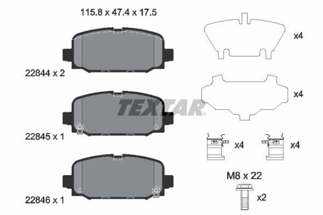 TEXTAR 2284401 Колодки тормозные задние дисковые в наличии Кривой Рог