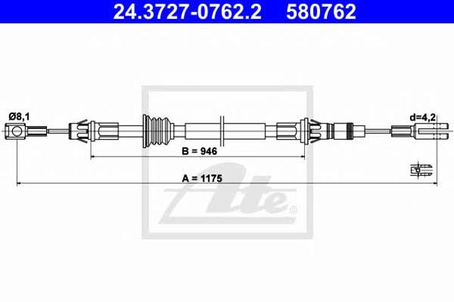 24372707622 ATE Трос ручного тормоза передний купить в Житомир
