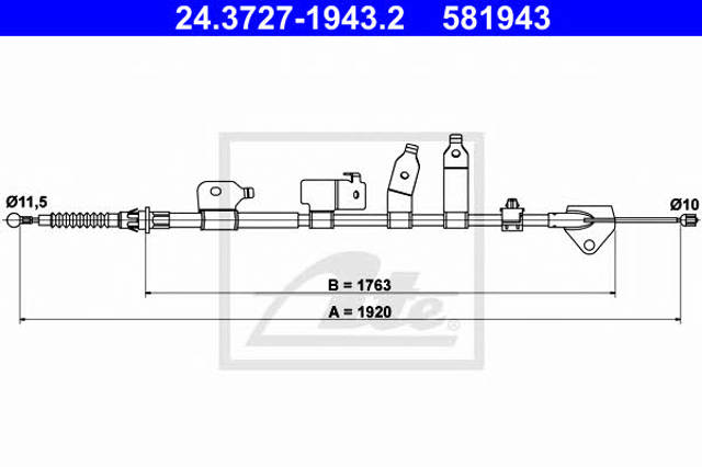 ATE 24372719432 Трос ручного тормоза задний правый в наличии Винница