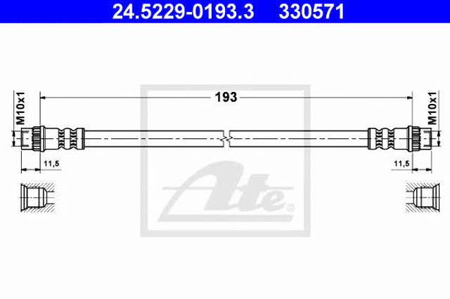 ATE 24522901933 Задний тормозной шланг в наличии Черкассы
