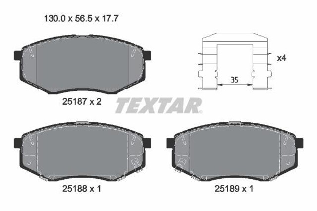 TEXTAR 2518704 Передние тормозные колодки в наличии Каменское