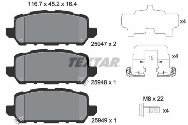 2594701 TEXTAR Колодки тормозные задние дисковые купить в Киев