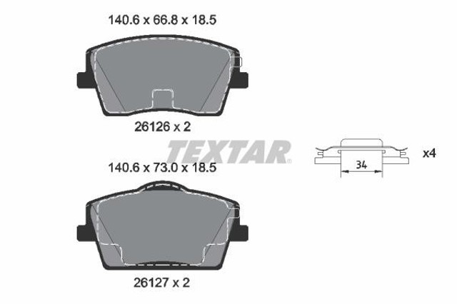 2612601 TEXTAR Колодки тормозные передние дисковые купить в Кривой Рог