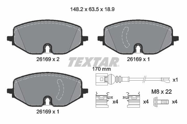2616901 TEXTAR Колодки тормозные передние дисковые купить в Николаев