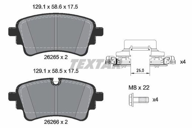 TEXTAR 2626501 Колодки тормозные задние дисковые в наличии Черкассы