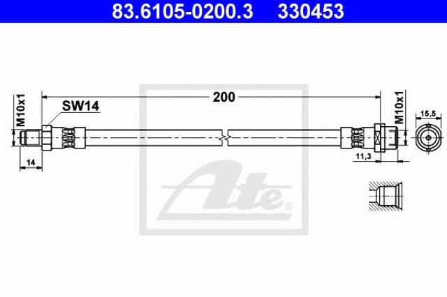 ATE 83610502003 Задний тормозной шланг в наличии Житомир