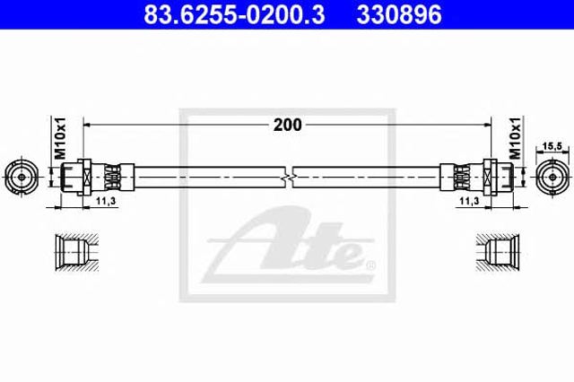 ATE 83625502003 Задний тормозной шланг в наличии Черкассы