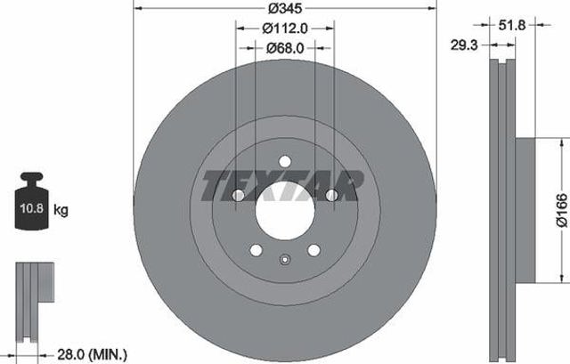 92160205 TEXTAR Диск тормозной передний купить в Киев