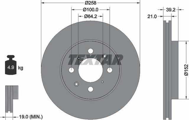 92165903 TEXTAR Диск тормозной передний купить в Днепр