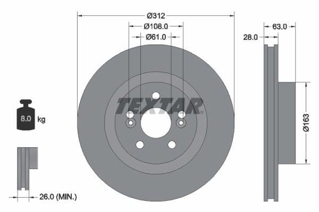 92167703 TEXTAR Диск тормозной передний купить в Каменское