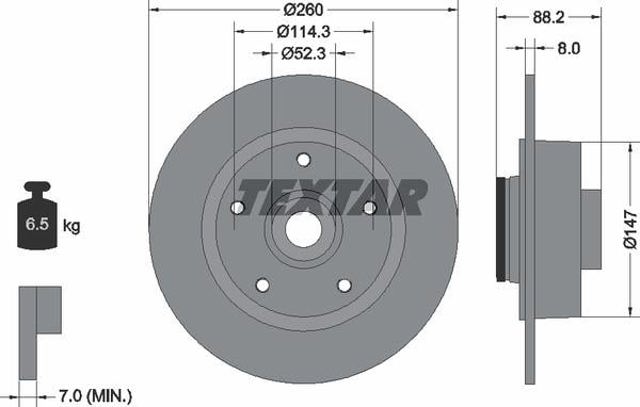 Disco do freio traseiro 92195903 TEXTAR