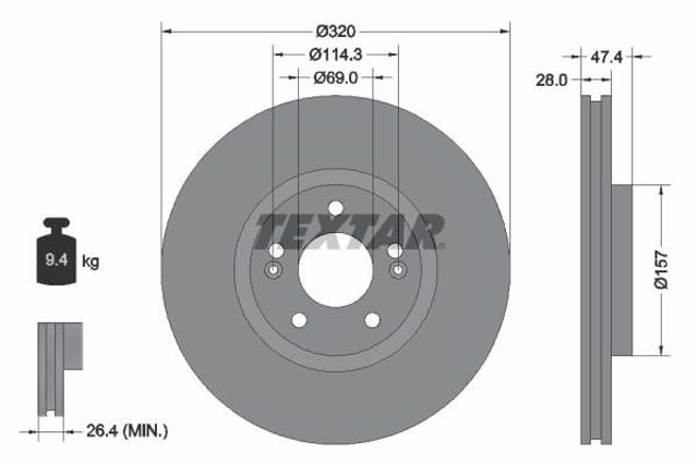 TEXTAR 92237805 Диск тормозной передний в наличии Николаев
