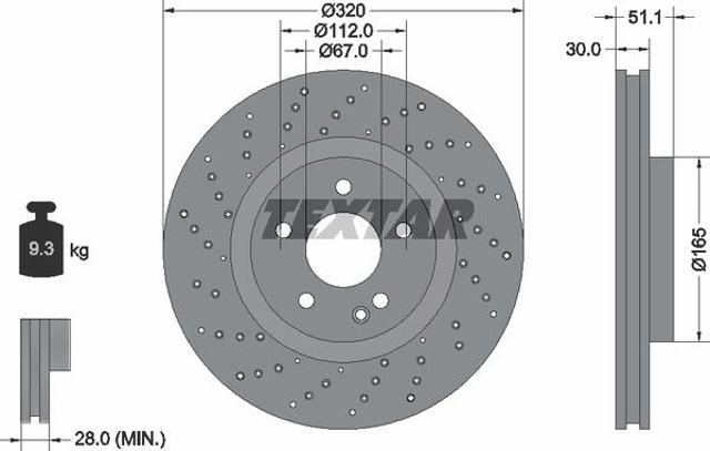 TEXTAR 92262105 Передние тормозные диски в наличии Винница