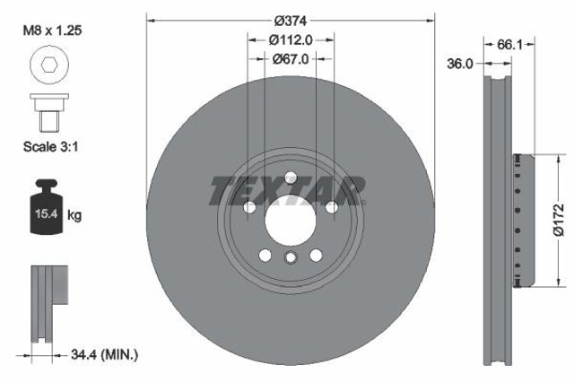 92290225 TEXTAR Передние тормозные диски купить в Павлоград