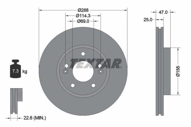 TEXTAR 92290503 Диск тормозной передний в наличии Чернигов