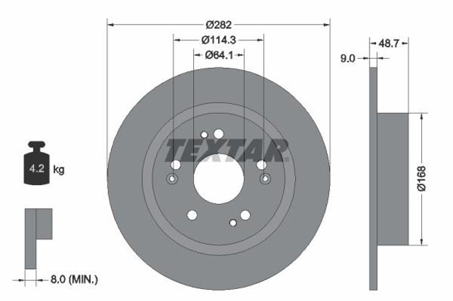 TEXTAR 92301603 Диск тормозной задний в наличии Николаев