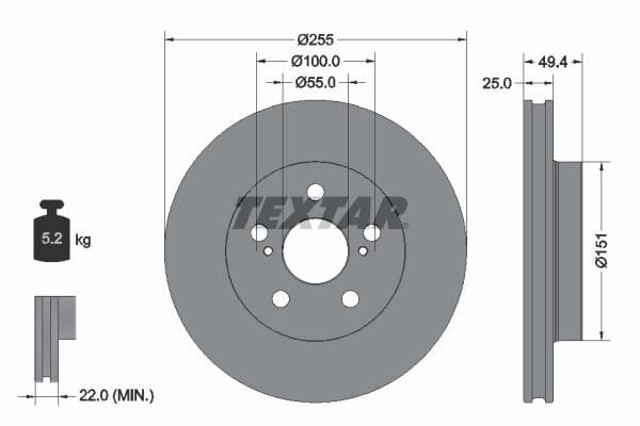 TEXTAR 92301703 Диск тормозной передний в наличии Одесса